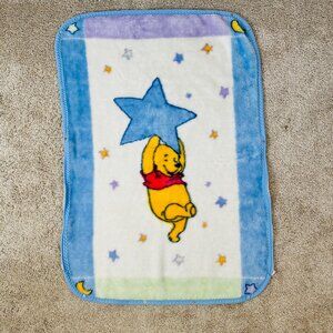 Vintage Winnie the Pooh Fleece Baby Sac Blanket Winnie Hanging From Star Zip‎ Up